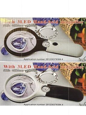 Set of 2 - Hand-held 3 LED Magnifier - Black & White